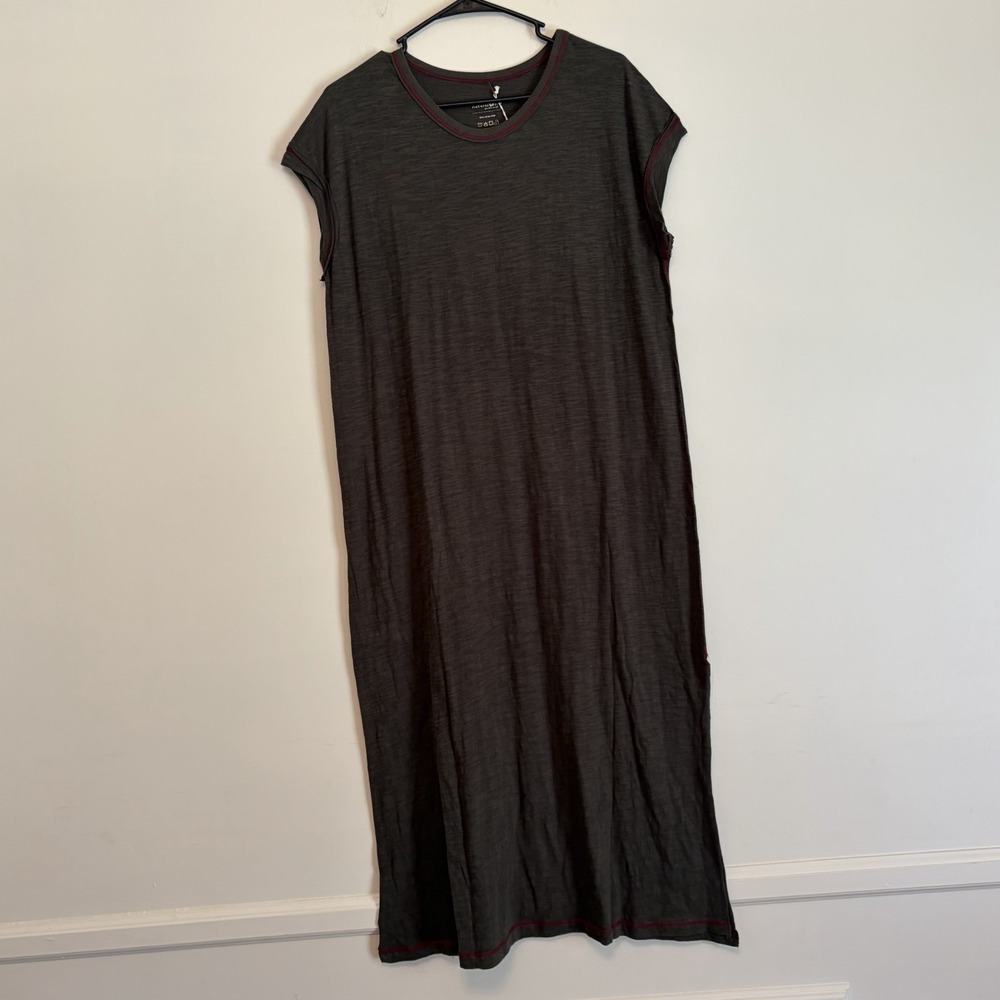 Natural Life Frankie‎ Knit Cotton T Midi Dress  Green Oversized NWT XS Lagenlook